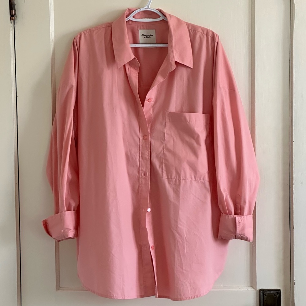 Salmon pink oversized women’s button up